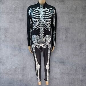 Halloween Bodysuit Skeleton Jumpsuit Long Sleeve,Zip Up Skull One Piece Costume